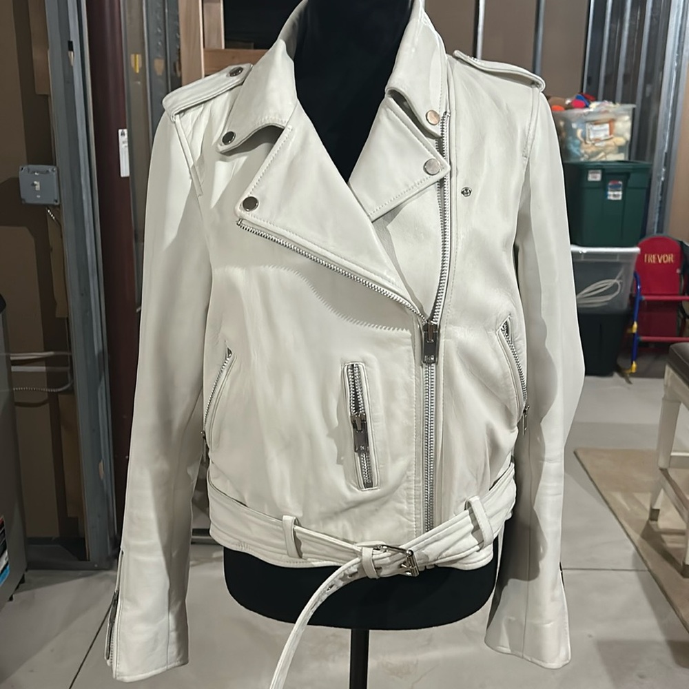 AQUA white leather jacket